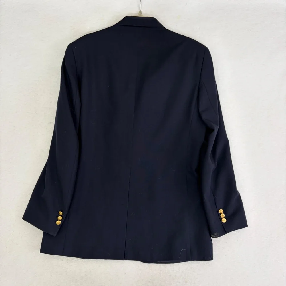 VTG Orvis Blazer 42L Hopsack Wool Navy Gold Button Travel Jacket Old Money USA